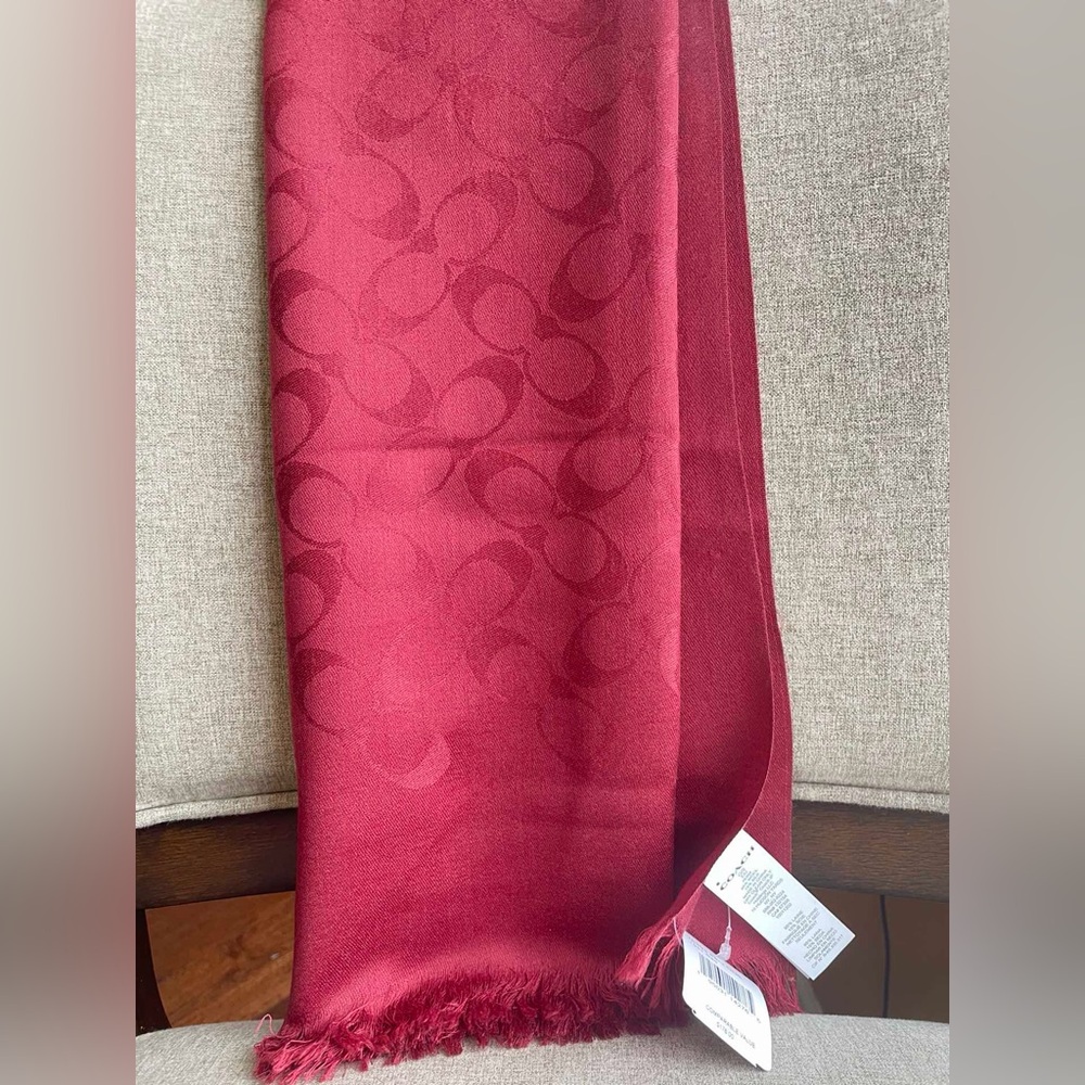 NWT！COACH SIGNATURE WRAP SCARF（COACH 76394）1941 RED fast shipping
